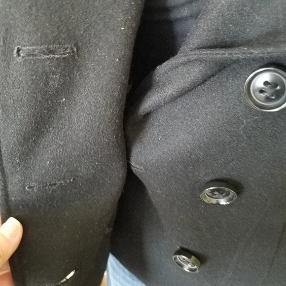 NAUTICA Black Hooded Wool Double Breasted Peacoat - Picture 9 of 13